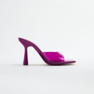 NWT Zara Purple High Heel Vinyl Sandals